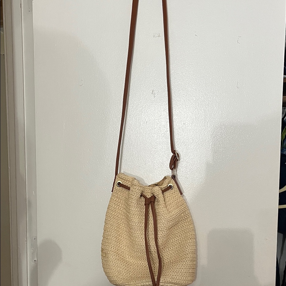 Montce Cream and Tan Crossbody Bag
